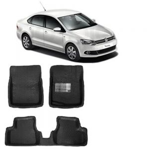 4.5D Car Floor Foot Tray Mats for Vento  - Black